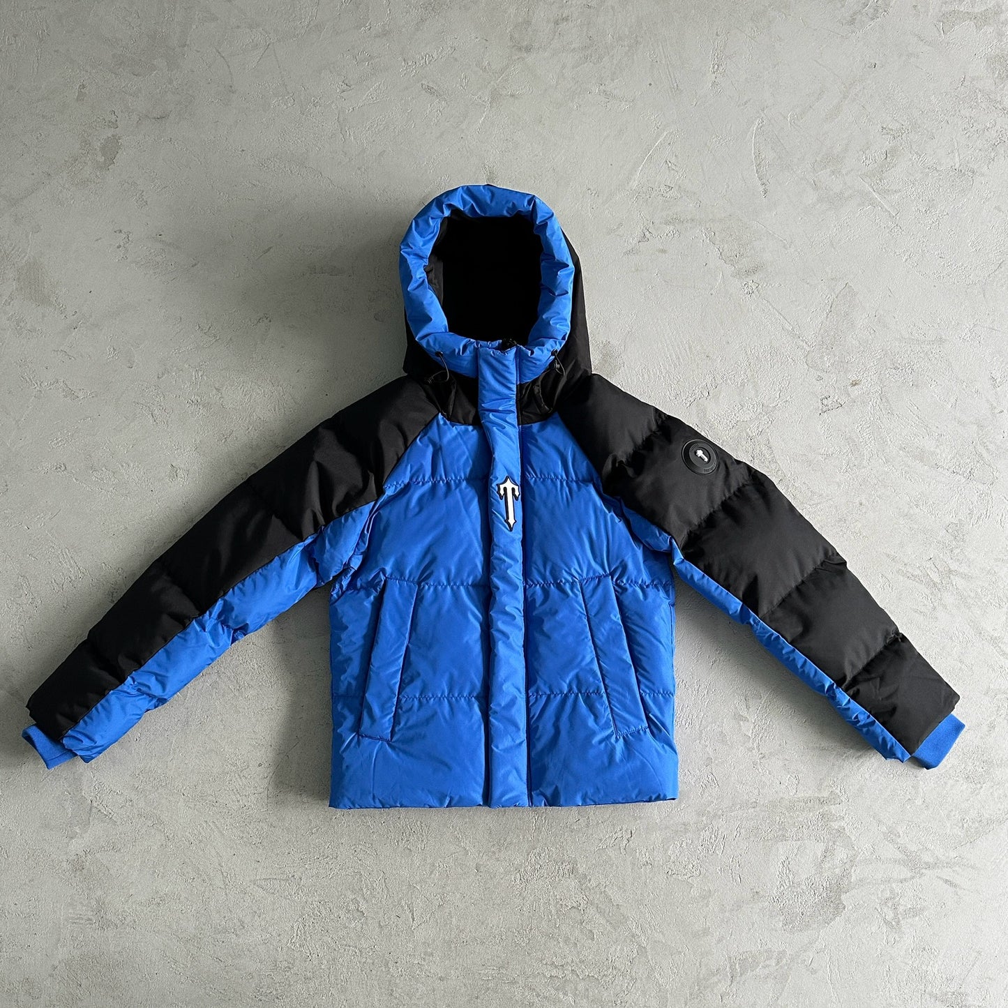 Trapstar Decoded Arch Puffer Jacket Black Blue