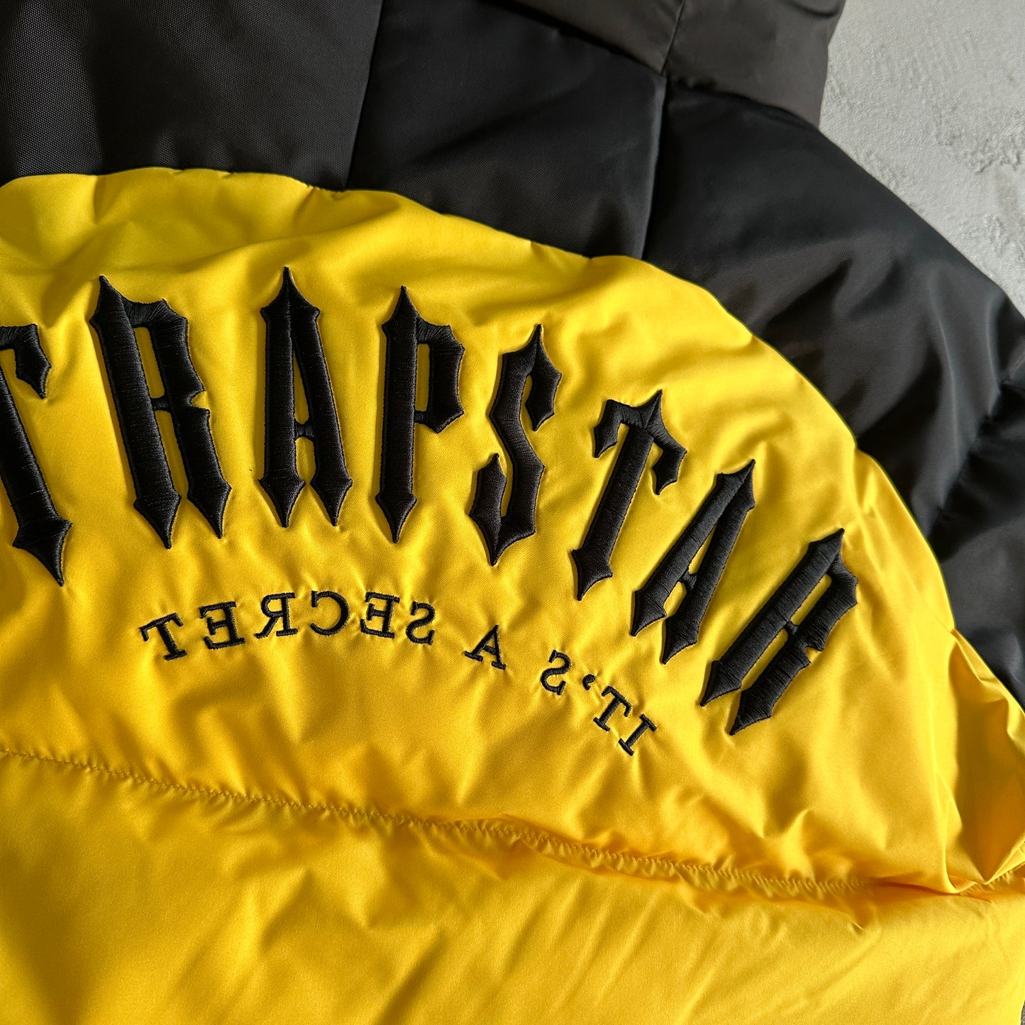 Trapstar Decoded Arch Puffer Jacket Back Yellow