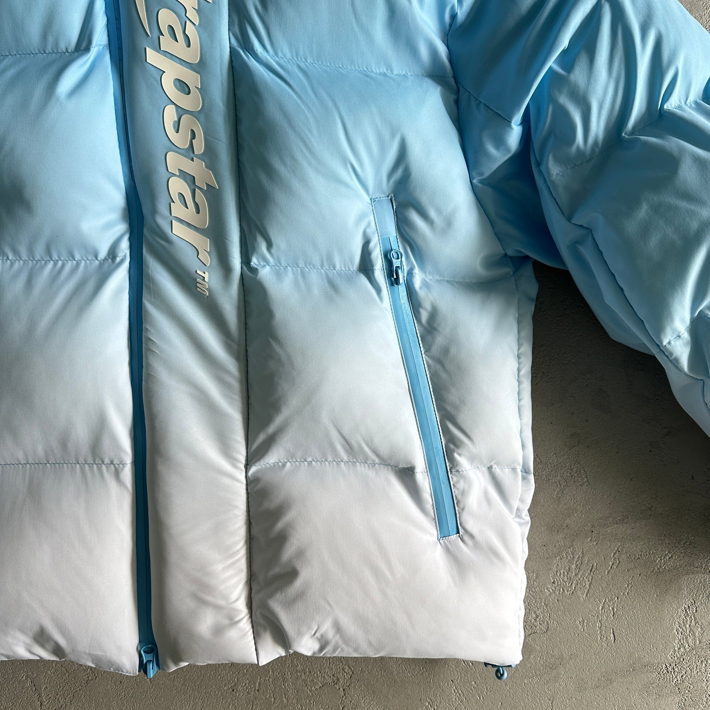 Trapstar Decoded 2.0 Hooded Puffer Jacket Sky Blue