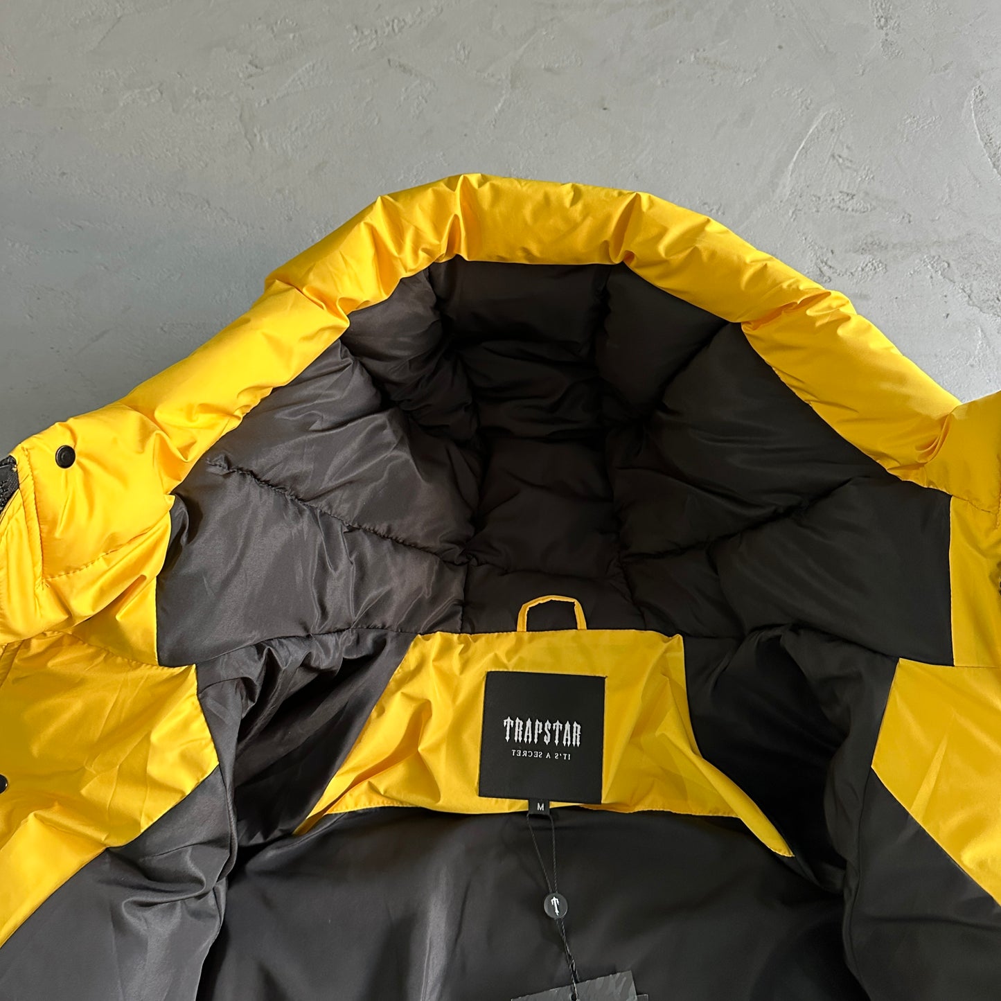 Trapstar Decoded Arch Puffer Jacket Back Yellow